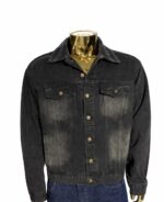 Black faded denim jacket