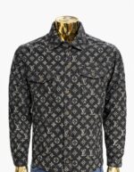 Louis Vuitton Grey Embellished Monogram Raw Edge Denim Jacket XL