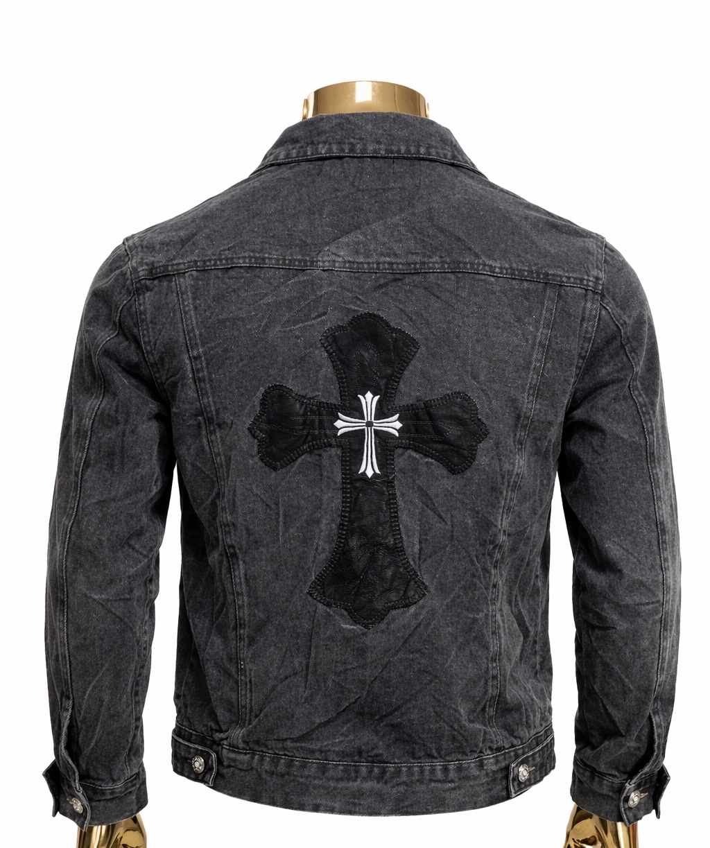 76C078C5-757C-4CF6-842E-D28B49B4D8A3 Black denim jacket XL - Image 1