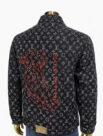 Louis Vuitton Grey Embellished Monogram Raw Edge Denim Jacket XL - Image 3