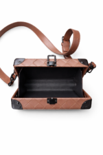 brown faux leather woven crossbody bag - Image 3