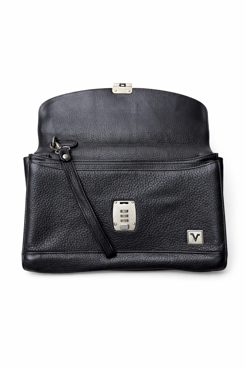 3E30D755-7034-4C2C-88B1-8EE5505A09D4 Valentino black leather clutch bag - Image 1