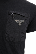 Prada Black Jersey and Re-Nylon Pocket Detail T-Shirt - Image 3