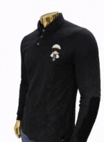 Black long-sleeved polo shirt from Karl Lagerfeld - Image 2