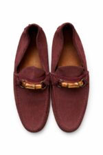 Gucci Burgundy Suede Bamboo Horsebit Driving Loafers (unworn) - Image 3