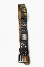 black leather belt with rivets
