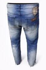 distressed, washed denim