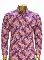 men's long-sleeve floral print button-down shirt (L/XL)