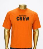 Orange cotton Balenciaga Crew print t-shirt. (L)
