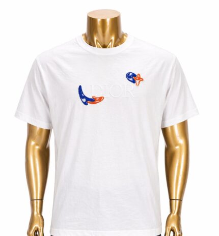Dior x Kenny Scharf FW21 collection embroidered logo T-shirt.  (XL)