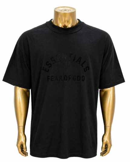 Fear of God ESSENTIALS Jet Black Heavy Jersey Crewneck T-Shirt.  (XXL)