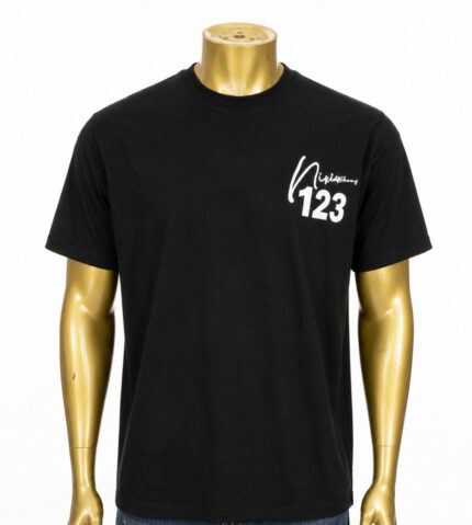 Black graphic t-shirt featuring a white "123" (XXL)